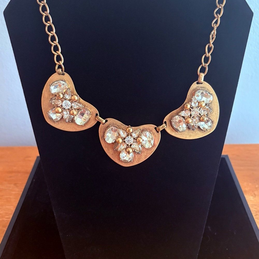 J Crew Heart Statement Neckace Gold